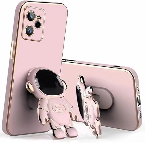 Miagon Kreativ Astronaut Ständer Hülle für Realme C35,Cute Mädchen Dünn Galvanisierte Schutzhülle Weiches Case Bumper mit Astronaut Halter Kickständer