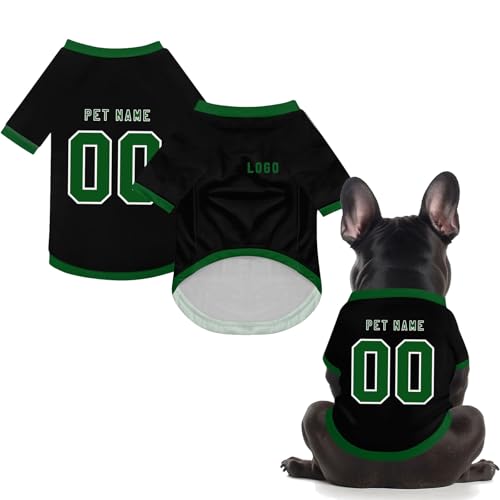 Personalisiert Haustiere Fußball Trikot, Individuelle Haustier T-Shirts mit Name/Nummer/Logo, Sommer T-Shirts für Kleine Mittlere Bis Große Hunde (7)