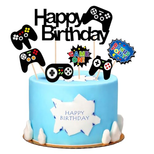 Videospiel Tortendeko Geburtstag,13 Stück Playstation Tortendeko,Gaming Cake Topper,Glitzer Spielkonsolen Thema Torten Deko, Cupcake Topper für Kindergeburtstag Videospiel Party