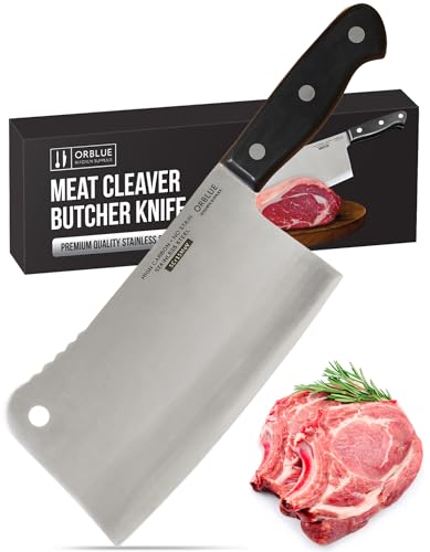 ORBLUE Hackmesser - Chinesisches Kochmesser, Scharfes Küchenmesser, Ideal als Metzgermesser, Fleischermesser und Hackbeil für Knochen, Perfektes Messer für die Küche