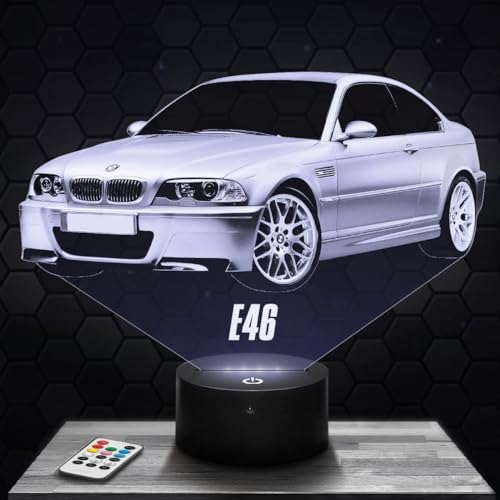 Nachttischlampe Auto E46 Miniatur-Sammlungsdekoration, Geschenkidee für Männer Auto E46 Nachtlicht Erwachsenen Schlafzimmer Deko, originelle Geschenk Weihnachtenidee für Auto-Fans.