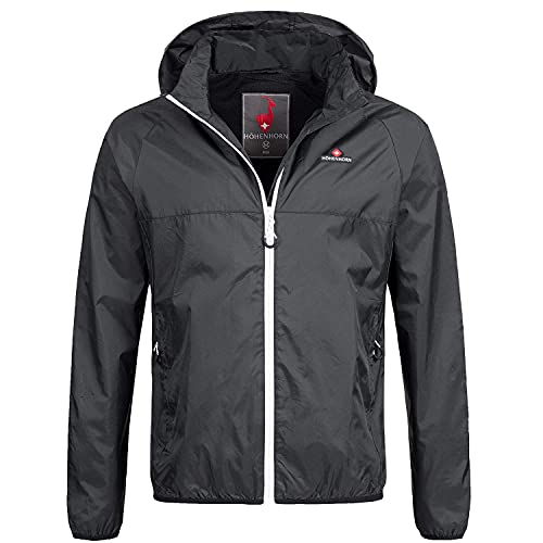 Höhenhorn 5D14 Rigi Herren Regen Jacke Weißer Zipper Schwarz Gr L