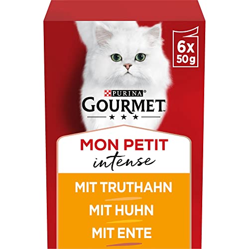 Gourmet Mon Petit Intense Katzenfutter nass, Geflügel-Variationen, 8er Pack (8 x 6 Beutel à 50g)