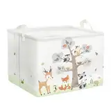 Clastyle 36L Groß Waldtier Hirsch Fuchs Kinder Aufbewahrungskorb mit Henkel Weiß Rechteckig Spielzeug Kleidung Aufbewahrungsbox für Kinderzimmer Bad