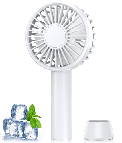 Handventilator, Tragbarer Mini Ventilator, USB Ventilator mit 5 Geschwindigkeiten, Wiederaufladbar, Kleiner Ventilator mit Lanyard und Base, Persönlicher Hand Ventilatoren Für Reisen Büro Zuhause