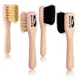 SULPO Cremebürste Tiegelbürste Schuhbürste - Weiche Bürste - Lederbürste Schmutzbürste für Leder Schuhe - 4 Stuck Set - 2 schwarz und 2 Natur - Schuhpflege