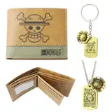 Geldbörse aus Leder Anime-Geldbörse mit Schlüsselanhänger und Halskette Cosplay Kreditkartenetui Geschenk für Anime-Fans Teenager(braun)