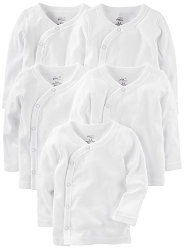 Simple Joys by Carter's Unisex Baby Side-snap Long-Sleeve Shirt Hemd, Weiß, 3-6 Monate (5er Pack)
