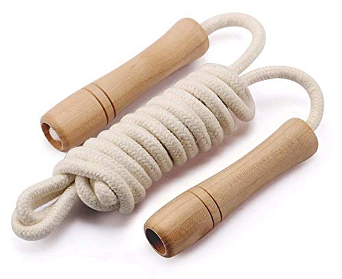 Homello Verstellbare Springseil für Kinder, 260cm Springen Seil mit Holzgriff, ideal für Fitness Training/Spiel/Fett Brennen Übung