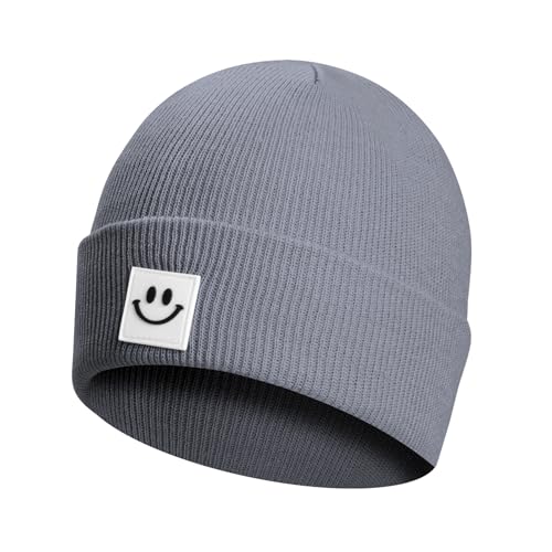 ZLLkeji Mütze Jungen Unisex Beanie Hat Kids 2-6 Jahren Kleinkind Doppellagige Strickmütze Herbst Wintermützen für Mädchen Mütze Jungen Frühling Herbst (DE/NL/SE/PL, Numerisch, 45, 55, Grau)