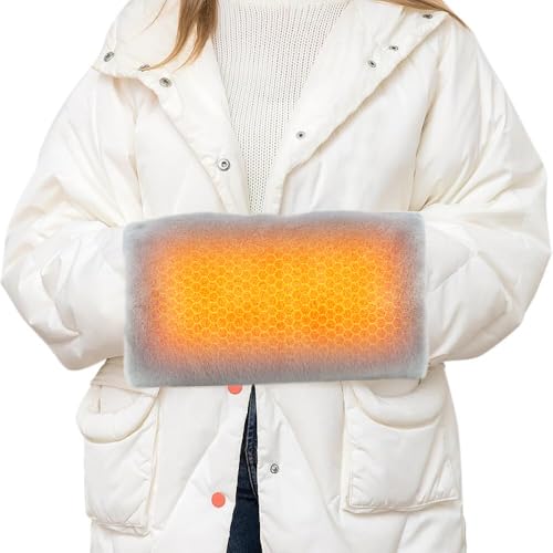 JINYOMFLY Handwärmer Elektrisch, Graphen-Handwärmer mit Plüsch, Heizdecke Klein, Wärmekissen USB C, Heizkissen mit Abschaltautomatik, Wärmekissen für Unterwegs (40x28cm, Grau)