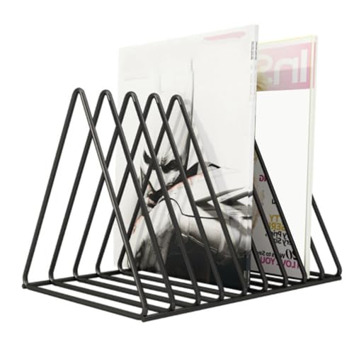 Juwacoo Vinyl Schallplatten Aufbewahrung Regal, Schallplattenständer Plattenständer Zeitschriftenständer, 9 Steckplätze LP Ständer Schallplattenregal, CD Vinyl Schallplatte Halter für Büro/CD/Magazin