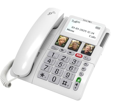 beafon, silverline, ML10, Tischtelefon, LTE (4G), mit SOS Notruftaste, inkl. SOS-Armband, HAC M4/T4, 3 Kurzwahltasten (Symbole oder Foto), Nummernansage, extra große XXL Zahlen, Freisprechfunktion,
