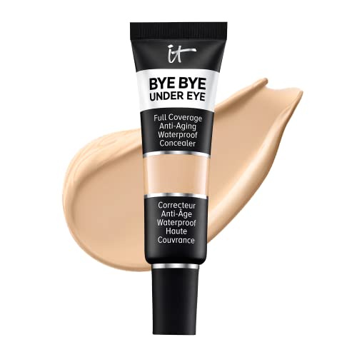 IT Cosmetics, Bye Bye Under Eye Concealer, hohe Deckkraft, wasserfest, angereichert mit Peptiden, Kollagen & Hyaluronsäure, 12 ml, Farbton Light Tan 14.0
