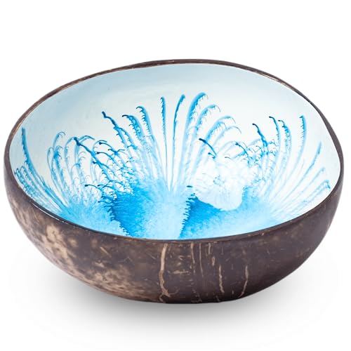 cocovibes Schlüsselschale Schmuckschale aus Kokosnuss Schalen mit Anti-Kipp-Ring. (Hellblau)