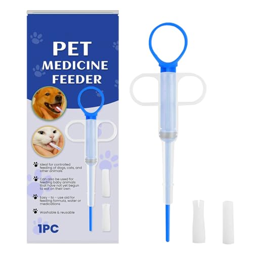 Pill Dispenser, Cat Tablet Feeder, Dog Medicine Syringe, Soft Silicone Tip, Gentle Delivery, for Home Shelter Camping Training, Größe 2,36 x 5,91 cm