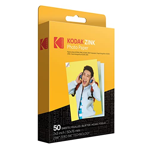Kodak Zink Premium 2X3-Zoll-Fotopapier (50 Blatt) kompatibel mit Kodak Lächle, Kodak Schritt, Printomatic