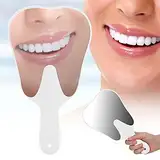 Niedlicher Zahnförmiger Spiegel mit Griff, Kleines für die Zahnklinik, 3 Farben Erhältlich, Hochwertiges PC-Material, Entworfen für die Orale Beobachtung (WHITE)