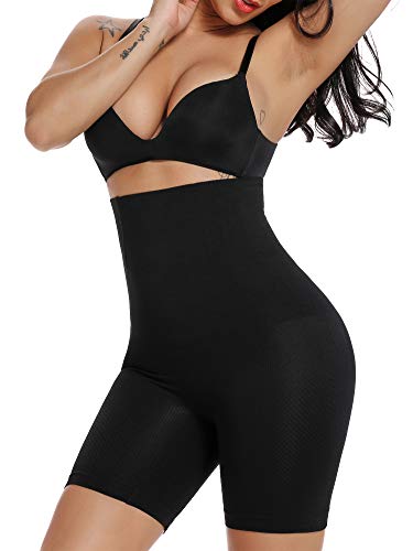 SURE YOU LIKE Damen Figurenformend Miederpants Miederhose Shapewear Bauch-Weg-Effekt Formt Sofort Body Shaper mit Bein Hohe Taille Unterwäsche Atmungsaktive Nahtlose Schwarz 3XL EU46-50