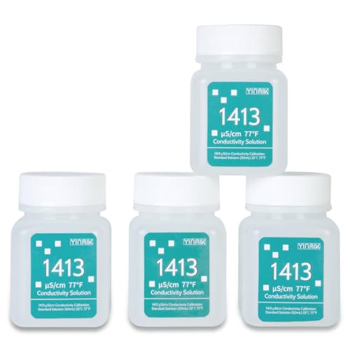 1413 μS/cm Kalibrierlösung, Leitfähigkeitssalz Standardpufferlösung für Salztester, EC Messgerät, TDS Messgerät, 4 Flaschen à 50 ml