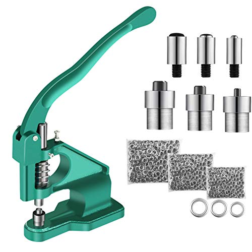 Ösenpresse Set, Handpresse Ösenmaschine Ösenzange Set mit Nietenpresse Druckknopfpresse mit 3 Stempelsätzen und 1500 Ösen 6/10/12 mm Professionelle Nietenzange Set, für Stoff Leder Vorhänge Banner