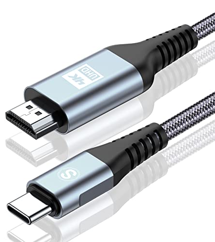 sweguard USB C auf HDMI Kabel 4K 2M,USB Typ C zu HDMI UHD Kabel Geflochten Thunderbolt 3/4 Adapter Kompatibel für iPhone 16/15 Pro Max,MacBookPro/Air,iMac,iPad,Samsung S25 S24 zu s8,Surface,Dell