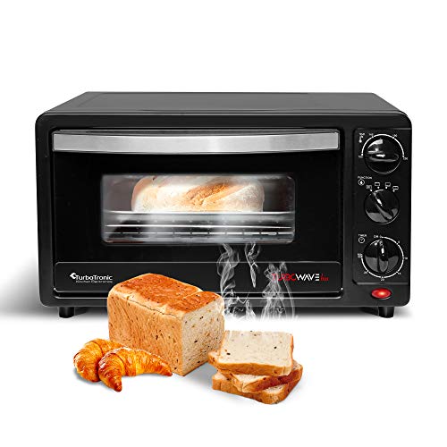 TurboTronic Mini-Backofen mit Doppelverglasung, elektrischer Grillofen, Pizza-Ofen mit Timerfunktion (14 Liter)