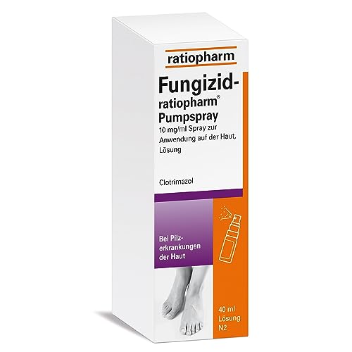 Fungizid-ratiopharm® Pumpspray mit dem Wirkstoff Clotrimazol. Zur schonenden Behandlung verschiedener Pilzerkrankungen der Haut, wie z. B. Fußpilz, 40 ml Spray