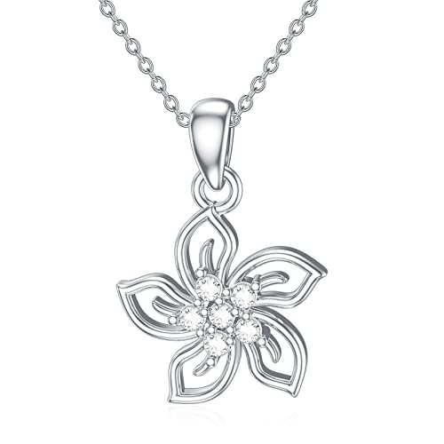 CTIEIP 0,12 Karat natürlicher Diamant-Blumen-Anhänger für Frauen aus Sterlingsilber mit echtem Diamant-Schmuck, Geschenk für Ihre Mutter, nicht bekannt, Diamant