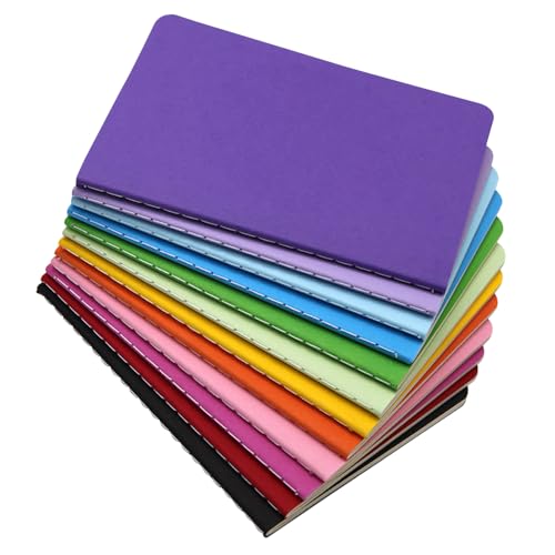 Notizbücher, 12 Stück Liniert Seiten A6 Notizblock, Skizzenbuch, Kraft Notizbuch A6 liniert Notizheft mit 30 Seiten für Schule Büro Reisen Zeichnen Back to School Geschenk 12 Farben 14 x 9 cm