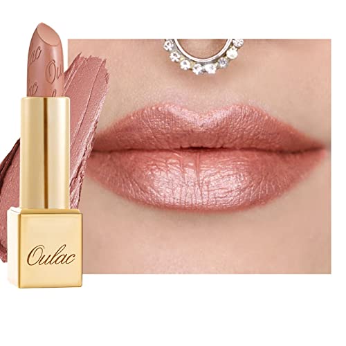 OULAC Lippenstift Metallic Glanz Finish, Kein Körniges Gefühl Lipstick mit Langanhaltend Feuchtigkeitsspendende und Wasserdicht, Vegan, 4.3g, (07) Pure Envy
