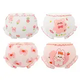 Miaeowve 4Pcs Baby Kinder Mädchen Baumwolle Unterwäsche Unterhosen Rüsche Hose Bloomer Shorts Baby Höschen Windelhöschen Pumphose Rosa 86-92