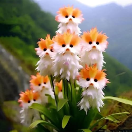 Worparsen 100 PCs Katzenorchideensamen zum Pflanzen seltener Katzengesichtsorchideensamen Nicht-Gentechnik-Blumen Samen für Gartenblumentöpfe im Freien Balkonen C
