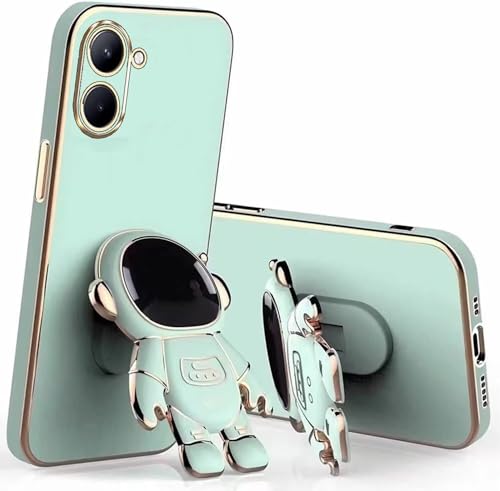 Miagon Kreativ Astronaut Ständer Hülle für Realme C33,Cute Mädchen Dünn Galvanisierte Schutzhülle Weiches Case Bumper mit Astronaut Halter Kickständer