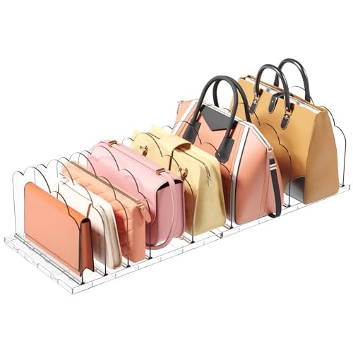 Lifewit 2 Stück Handtaschen Trenner Aufbewahrung für 7 Taschen, Transparent Regaltrenner Taschenständer Abnehmbar Schrank Organizer für Clutch, Tragetaschen, Bücher im Schlafzimmer