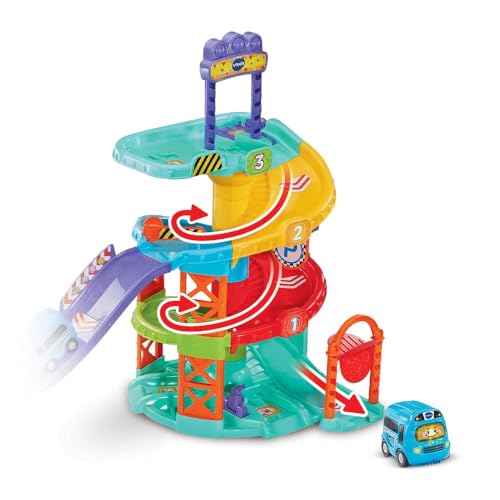 VTech Baby TUT TUT Baby Flitzer - Parkhaus – Interaktive Parkgarage mit beweglichen Elementen, Melodien, Liedern und mehrsprachigem TUT TUT Baby Flitzer Bus – Für Kinder von 1-5 Jahren