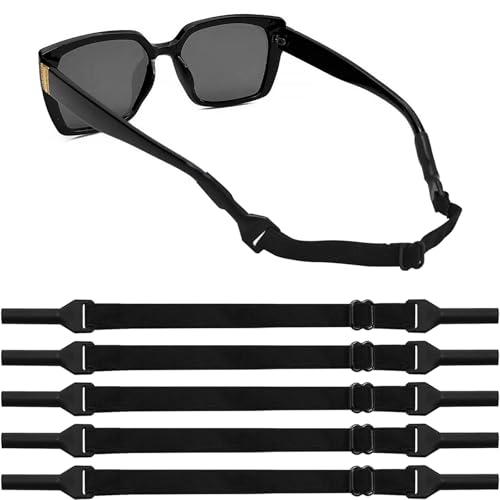 Qufiiry 5 Stück Verstellbarer Brillen Halteriemen, Einstellbare Brillenbänder, Brillenband, No Tail Anti Rutsch Brillenriemen Brillen Halteseil Sport Brillenriemen für Männer Frauen Kinder