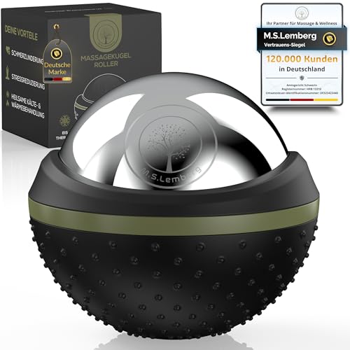 M.S.Lemberg® Massageball - Wärmender & Kühlender Massage Roller - Entspannung & Wellness Geschenk - kleine Massagekugel für Nacken Rücken Gesicht Schulter Faszien Schultern - Massageroller Ball