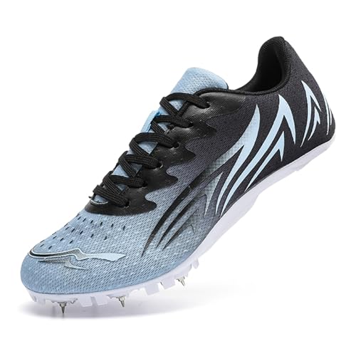 ZHENSI Damen Spikes Leichtathletikschuhe Kinder Rennlaufschuhe Leichte Sprint Springsportschuhe,Schwarz,39 EU