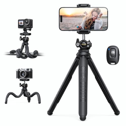 Lamicall Handy Stativ, Mini Stativ Halter - Flexible Handy Halterung Stativ für Smartphone & Kamera, 360° Pocket Tripod mit Kabelloser Fernbedienung, Handystativ für iPhone 16/15/14/13, GoPro, Samsung