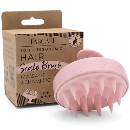 FABCARE Kopfhaut Massagebürste für Haarwachstum und Blutzirkulation, geeignet für alle Haartypen, aus Weizenstroh, ideal für Peeling und trockene Kopfhaut bei nassem oder trockenem Haar (Pink)