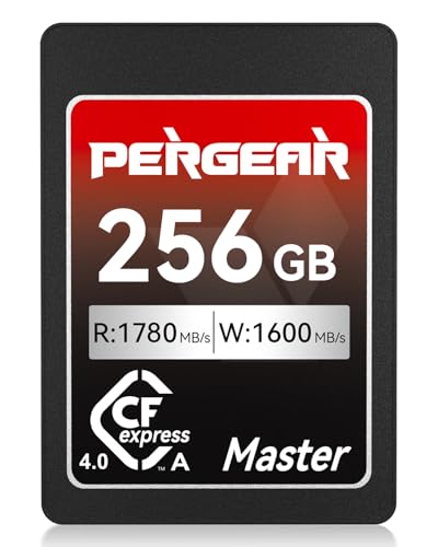Pergear 256GB CFexpress 4.0 Typ A-Speicherkarte, Bis zu 1780MB/s Lesegeschwindigkeit und 1600MB/s Schreibgeschwindigkeit für 4K 120P, 8K 30P(Master Series), Kompatibel mit Sony Alpha und FX-Kameras