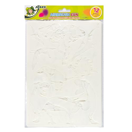 JOLLY Airbrush Schablone Set, 12 Stück, A4-Format, Kunststoff, Transparent, Vielseitige Motive, Wiederverwendbar