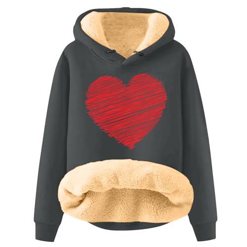 V-Ausschnitt Langarm Damen Hoodie Training Day Teenager Mädchen Hoodie Sweatshirt Damen Sweatshirt-Set Mit Kapuze Longtops Damen Lang Pullover Für Damen Sweatjacke Damen（Dark Gray-3,M）
