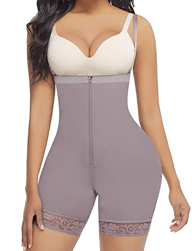 FeelinGirl Miederhose Stark Formend Hohe Taille Shaping Hose Bauchweg für Damen Große Größe mit Abnehmbare und Einstellbare Träger Hourglass Bodyshape Offener Schritt Braun 6XL