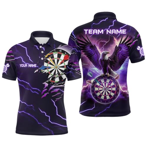 Lila Blitz Adler Herren & Damen Darts Polo & Quarter-Zip Shirt – Individuelle Dart-Trikots für Männer & Frauen L1453