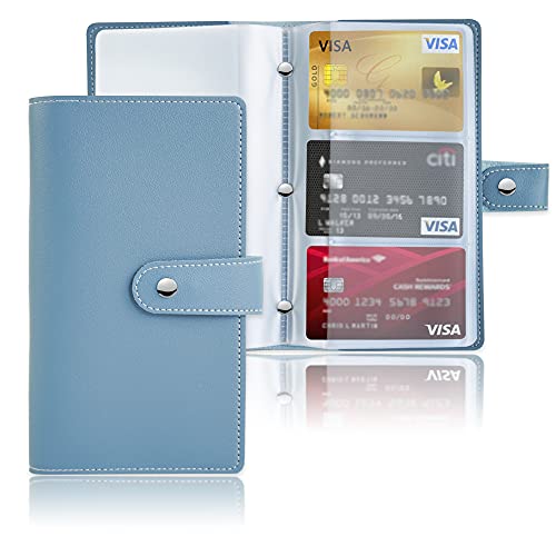 Czzmy PU-Leder Visitenkartenmappe für 96 Karten Ideal für Büro und Praxis Visitenkartenbuch Kundenkarten Kreditkarten(1-Blue)