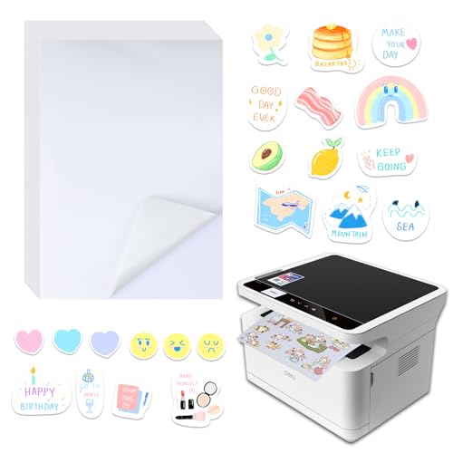20er Pack A4 sticker papier zum bedrucken - Wasserfeste Vinyl Selbstklebefolie für Inkjet & Laserdrucker, druckerpapier selbstklebend, Druckerpapier für Etiketten & Sticker