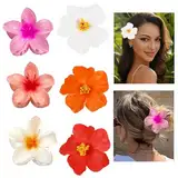 BDHYYM Blumen Haarklammer, Hibiskus Haarklammern Acryl Hawaii Blume Haarspange für Dickes Dünnes Haar (6 Stück)