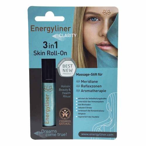 2 Energyliner CLARITY Soforthilfe bei Stressgefühl(VEGANE ZERTIFIZIERTE NATURKOSMETIK) Massageroller mit ausführlicher Anwenderbroschüre für professionelle Massagen und hochwertigsten Ölkombinationen